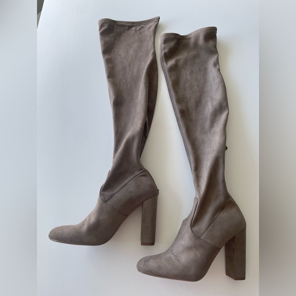 Size 9 | NWOT Steve Madden Emotions Taupe Suede Over the Knee Boots - Picture 8 of 9